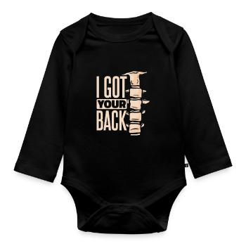 Ich habe deinen Rücken Physiotherapie - Baby Bio-Langarm-Body - Schwarz - Vorne