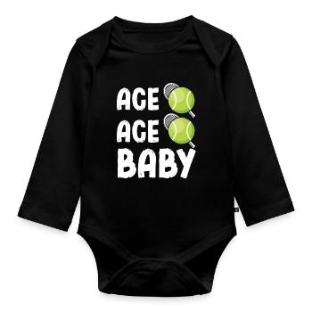 Ace Ace Baby Tennis Saying - Organic Longsleeve Baby Bodysuit - black - Front