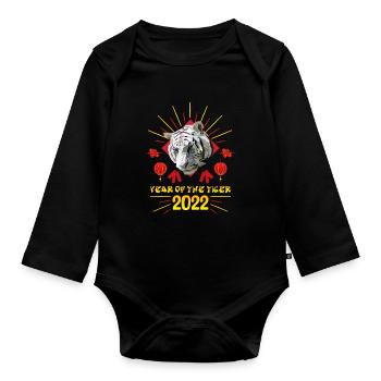 Bonne chance Joyeux Nouvel An chinois du Tigre 2022 - Body Bébé bio manches longues - noir - Devant