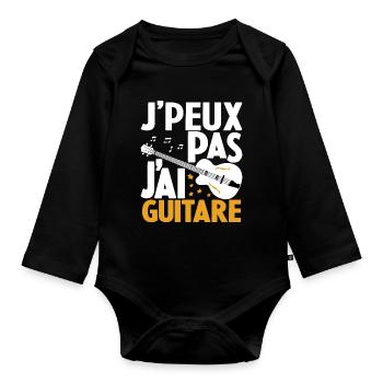 Je Peux Pas J'ai Guitare Drôle Guitare - Body Bébé bio manches longues - noir - Devant