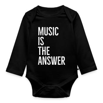 La musique est la réponse - Body Bébé bio manches longues - noir - Devant