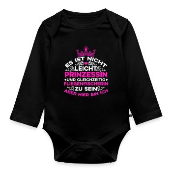 Fliegenfischer Prinzessin Fliegenfischen Angler An - Baby Bio-Langarm-Body - Schwarz - Vorne