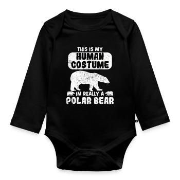 People costume I'm dressed up as a polar bear - Organic Longsleeve Baby Bodysuit - black - Front