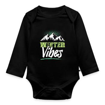 Winter Vibes - Organic Longsleeve Baby Bodysuit - black - Front