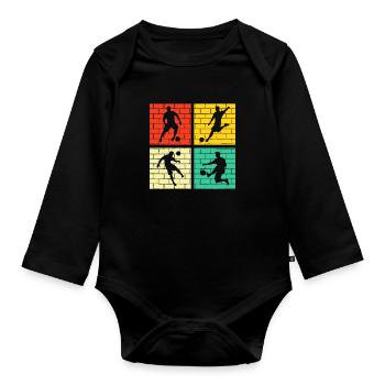Fußball Fußballer Retro - Baby Bio-Langarm-Body - Schwarz - Vorne