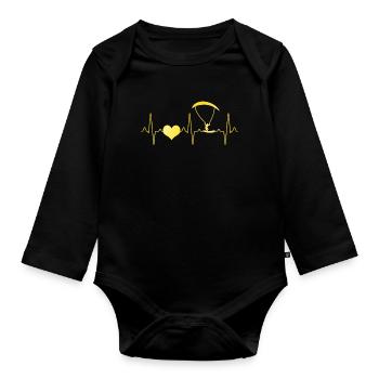 kite surfing Herzschlag - Baby Bio-Langarm-Body - Schwarz - Vorne