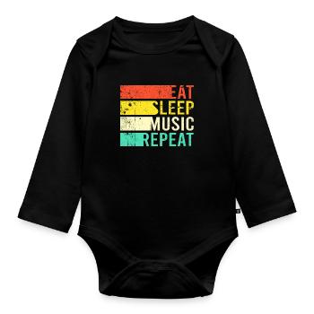 Eating Sleep Music - Organic Longsleeve Baby Bodysuit - black - Front