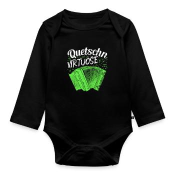 Quetschn Virtuose, Steirische Harmonika - Baby Bio-Langarm-Body - Schwarz - Vorne
