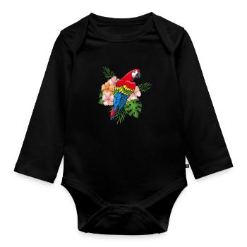 Perroquet - Body Bébé bio manches longues - noir - Devant