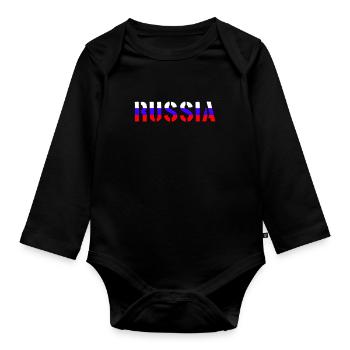 Drapeau de lettrage de la Russie - Body Bébé bio manches longues - noir - Devant