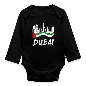 Dubai United Arab Emirates The Palm - Organic Longsleeve Baby Bodysuit - black - Front