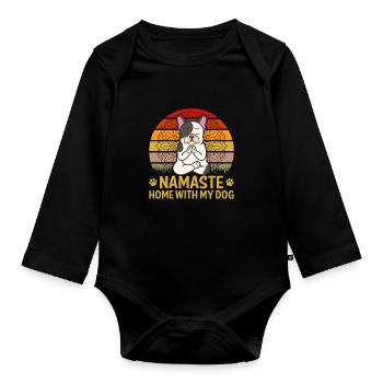 Citation de yoga Namaste Home With My Dog - Body Bébé bio manches longues - noir - Devant