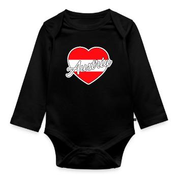 Austria - Organic Longsleeve Baby Bodysuit - black - Front