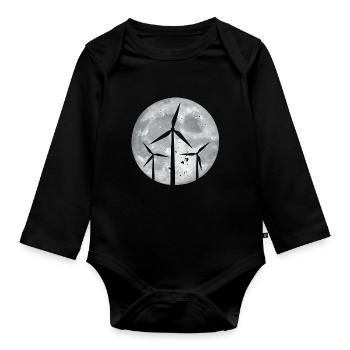 Wind turbine - Organic Longsleeve Baby Bodysuit - black - Front