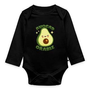 Jeu de mots avocat - Body Bébé bio manches longues - noir - Devant