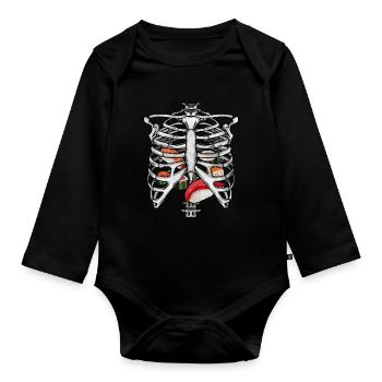 Esthétique japonaise Skeleton Rib Cage Sushi Gesch - Body Bébé bio manches longues - noir - Devant