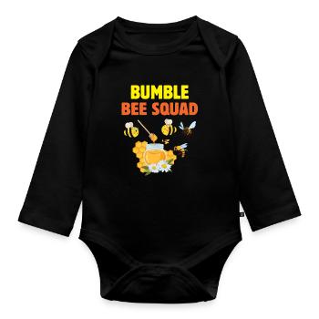 Bees Quote Bumble Bee Squad - Body Bébé bio manches longues - noir - Devant