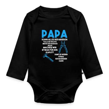 Papa Handwerker Reparieren Geschenk - Baby Bio-Langarm-Body - Schwarz - Vorne