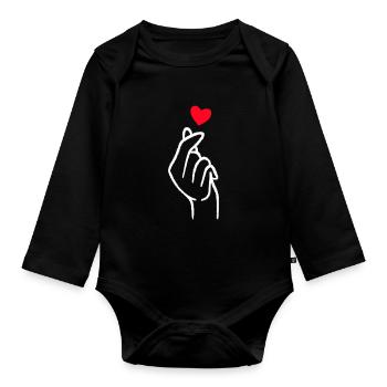 Kpop Finger Heart K-drama Korean Drama - Baby Bio-Langarm-Body - Schwarz - Vorne
