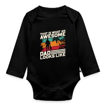 Citation de la fête des pères que ce à quoi ressemble un père génial - Body Bébé bio manches longues - noir - Devant