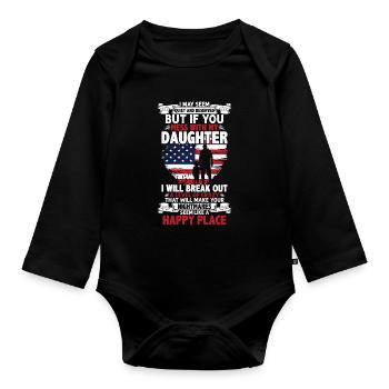 Citation de la fête des pères Je peux sembler calme et réservé - Body Bébé bio manches longues - noir - Devant