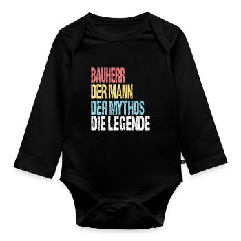 Ehemann Papa Bauherr Held - Baby Bio-Langarm-Body - Schwarz - Vorne