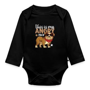 Bulloggen -Bulldog - drôle de bulldog tshirt - Body Bébé bio manches longues - noir - Devant