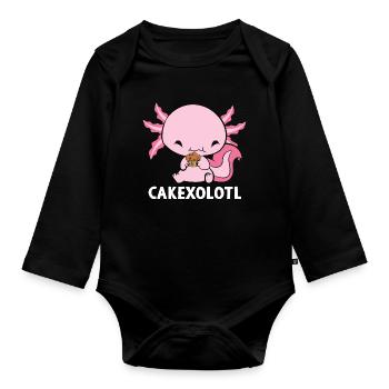 Cakexolotl Kuchen Axolotl - Baby Bio-Langarm-Body - Schwarz - Vorne