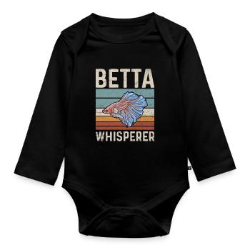 Betta Whisperer Angebot für einen - Baby Bio-Langarm-Body - Schwarz - Vorne