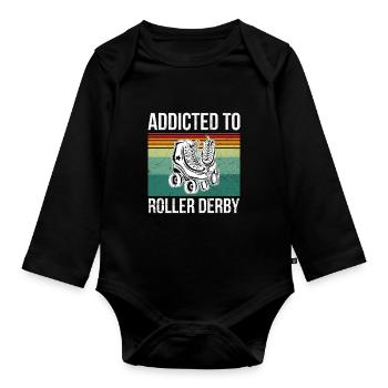 Süchtig nach Roller Derby Design für einen Roller - Baby Bio-Langarm-Body - Schwarz - Vorne