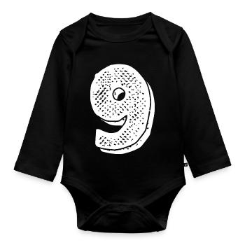 Issue 9 - 9th Anniversary - Organic Longsleeve Baby Bodysuit - black - Front