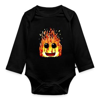Fire Heat Flames Inferno Face Fire Professions - Organic Longsleeve Baby Bodysuit - black - Front