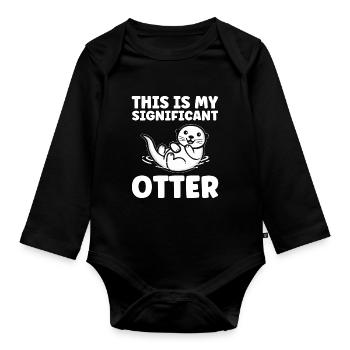 Otter Otter Animal Gift - Organic Longsleeve Baby Bodysuit - black - Front
