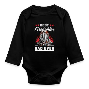 Bester Feuerwehrmann Papa Jeder Vatertag - Baby Bio-Langarm-Body - Schwarz - Vorne