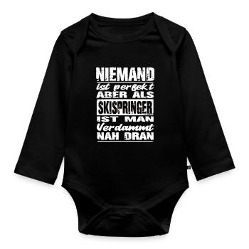 Skispringer - Baby Bio-Langarm-Body - Schwarz - Vorne