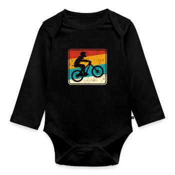 VTT Motocross Rétro - Body Bébé bio manches longues - noir - Devant
