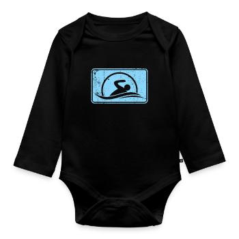 Logo du nageur nageur - Body Bébé bio manches longues - noir - Devant