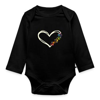 Empreintes de mains en forme de cœur d'un - Body Bébé bio manches longues - noir - Devant