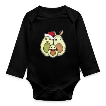 Avocado Lover Gift Christmas Avocado - Organic Longsleeve Baby Bodysuit - black - Front
