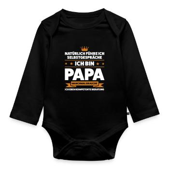 Papa Kinder Eltern Geschenk - Baby Bio-Langarm-Body - Schwarz - Vorne