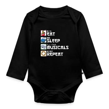 Eat Sleep Musicals Repeat Theater Mask Gift - Organic Longsleeve Baby Bodysuit - black - Front