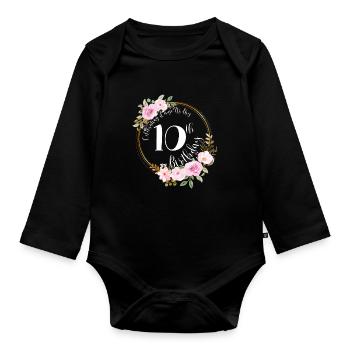 10e anniversaire de la fille - Body Bébé bio manches longues - noir - Devant