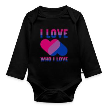 Cadeau LGBT bisexuel Rainbow Flag - Body Bébé bio manches longues - noir - Devant