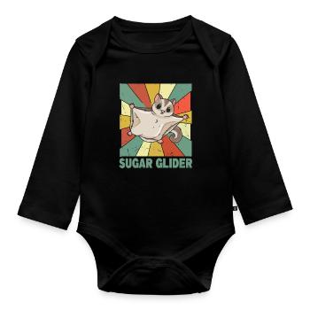 Australisches Sugar Glider Design für einen Sugar - Baby Bio-Langarm-Body - Schwarz - Vorne