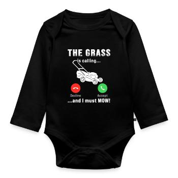 Funny Lawn Mower Lawn Mowing Lawn Care - Organic Longsleeve Baby Bodysuit - black - Front