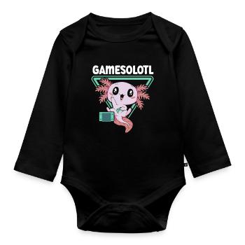 Gamesolotl Video Game Axolotl Water Animal Gamer - Organic Longsleeve Baby Bodysuit - black - Front