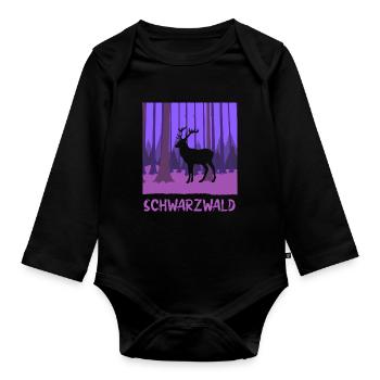 Schwarzwald Hirsch - Baby Bio-Langarm-Body - Schwarz - Vorne