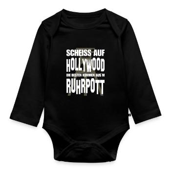 Ruhrpott Ruhrgebiet Spruch Sprüche Slang Dialekt - Baby Bio-Langarm-Body - Schwarz - Vorne
