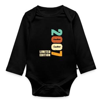 2007 Limited Edition 2007 Geboren Geburtstag - Baby Bio-Langarm-Body - Schwarz - Vorne
