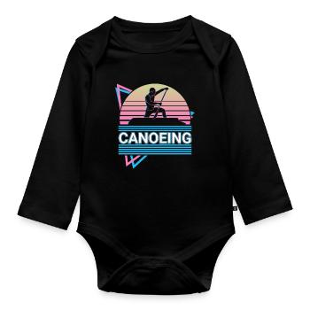 Canoë Canoë Vaporwave Esthétique Rétro Gesch - Body Bébé bio manches longues - noir - Devant